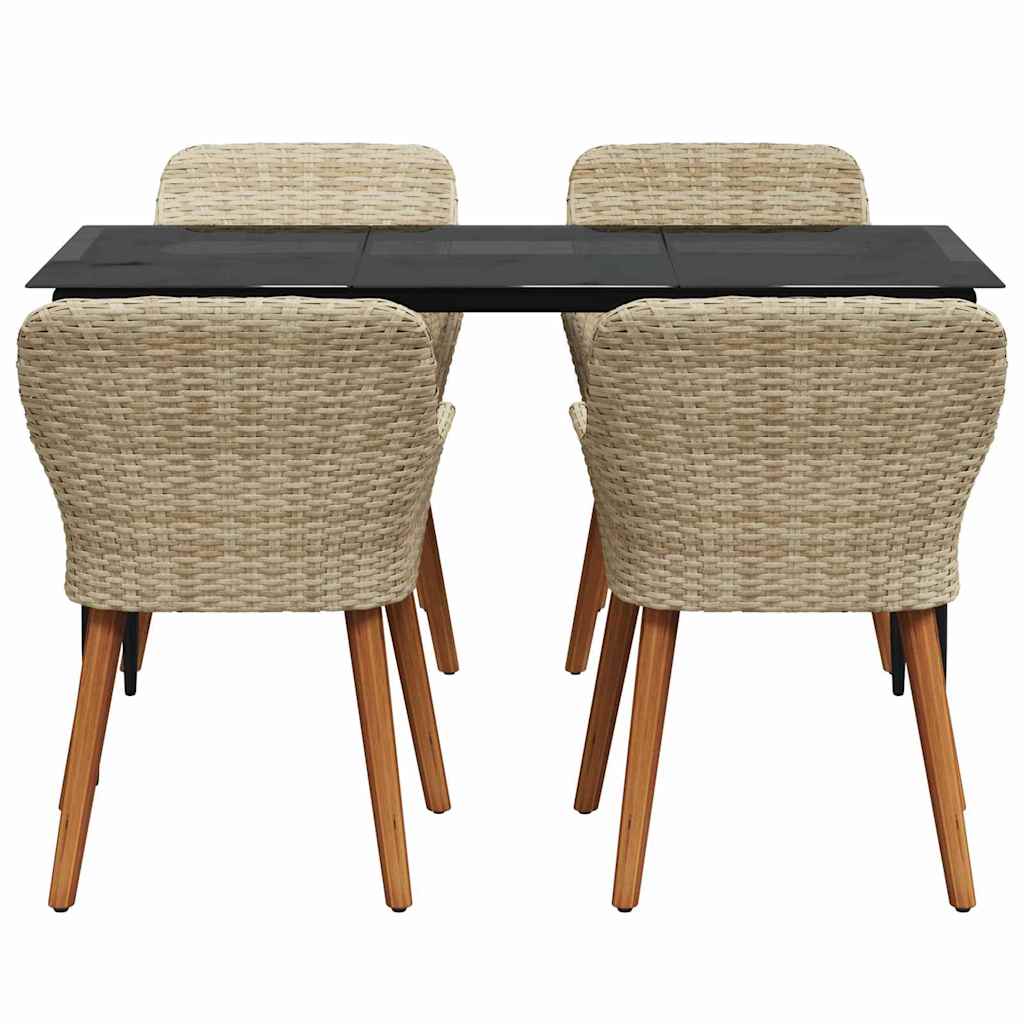 Garten Essgruppe mit Kissen 5 pcs Beige Poly-Rattan