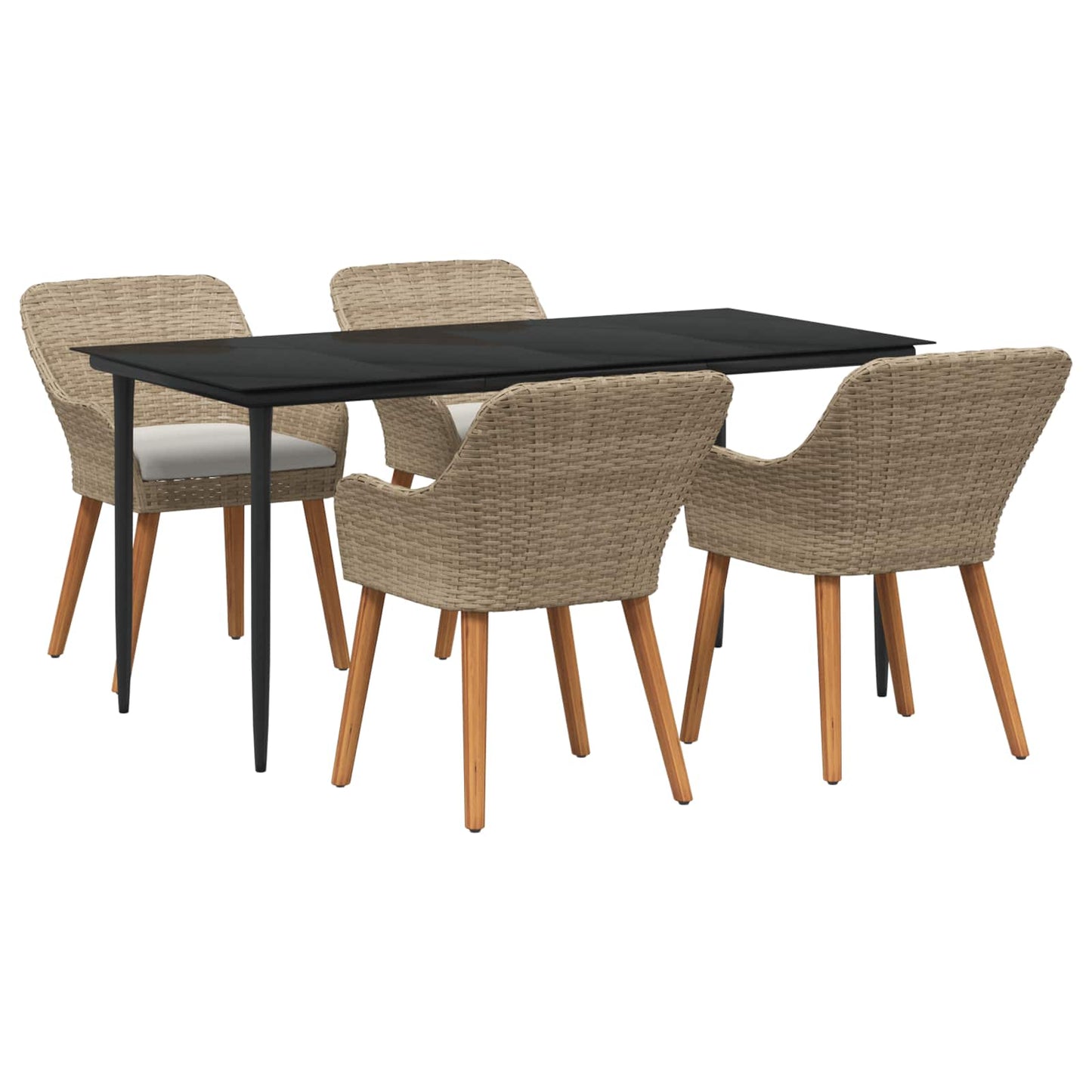 Garten Essgruppe mit Kissen 5 pcs Beige Poly-Rattan