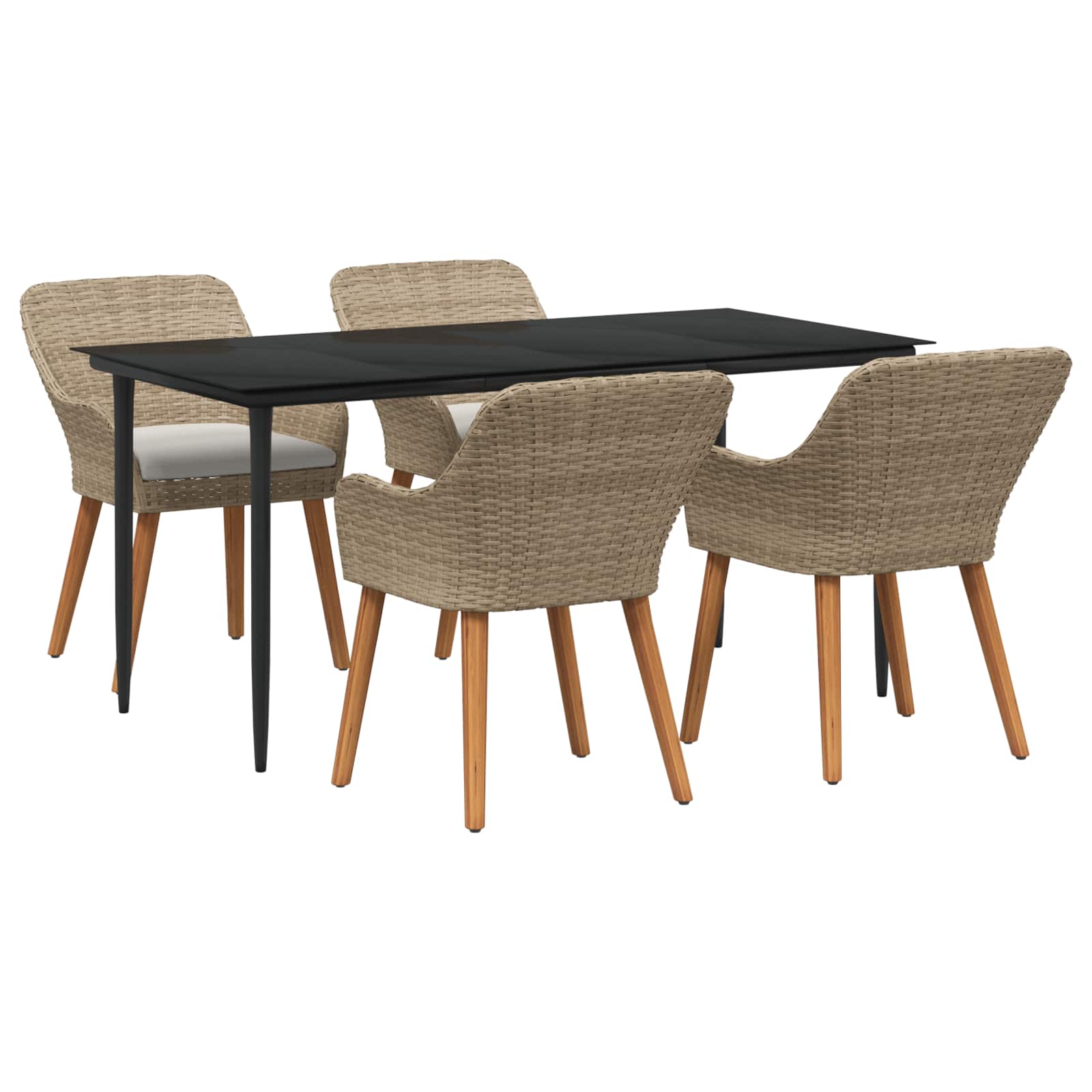 Garten Essgruppe mit Kissen 5 pcs Beige Poly-Rattan