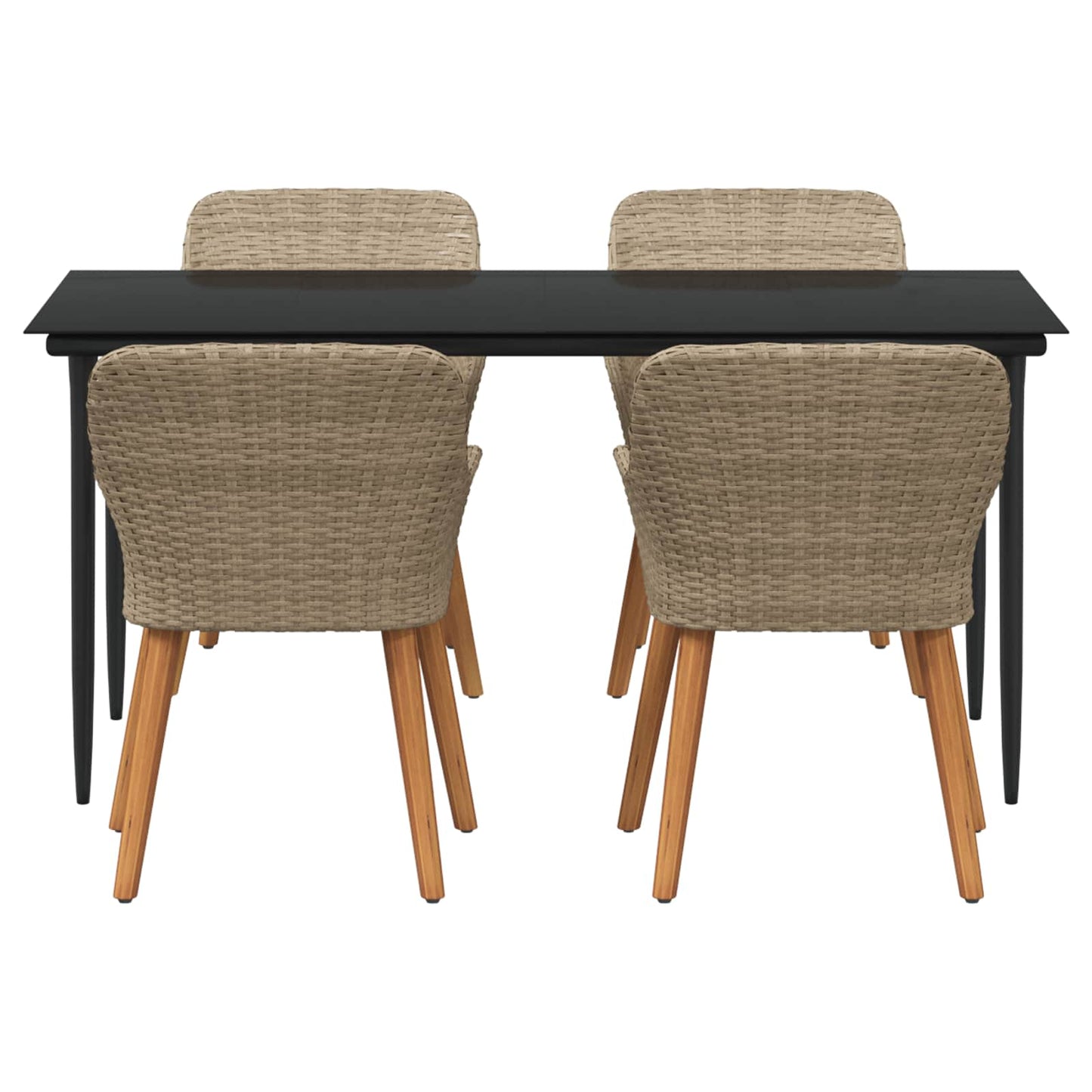 Garten Essgruppe mit Kissen 5 pcs Beige Poly-Rattan