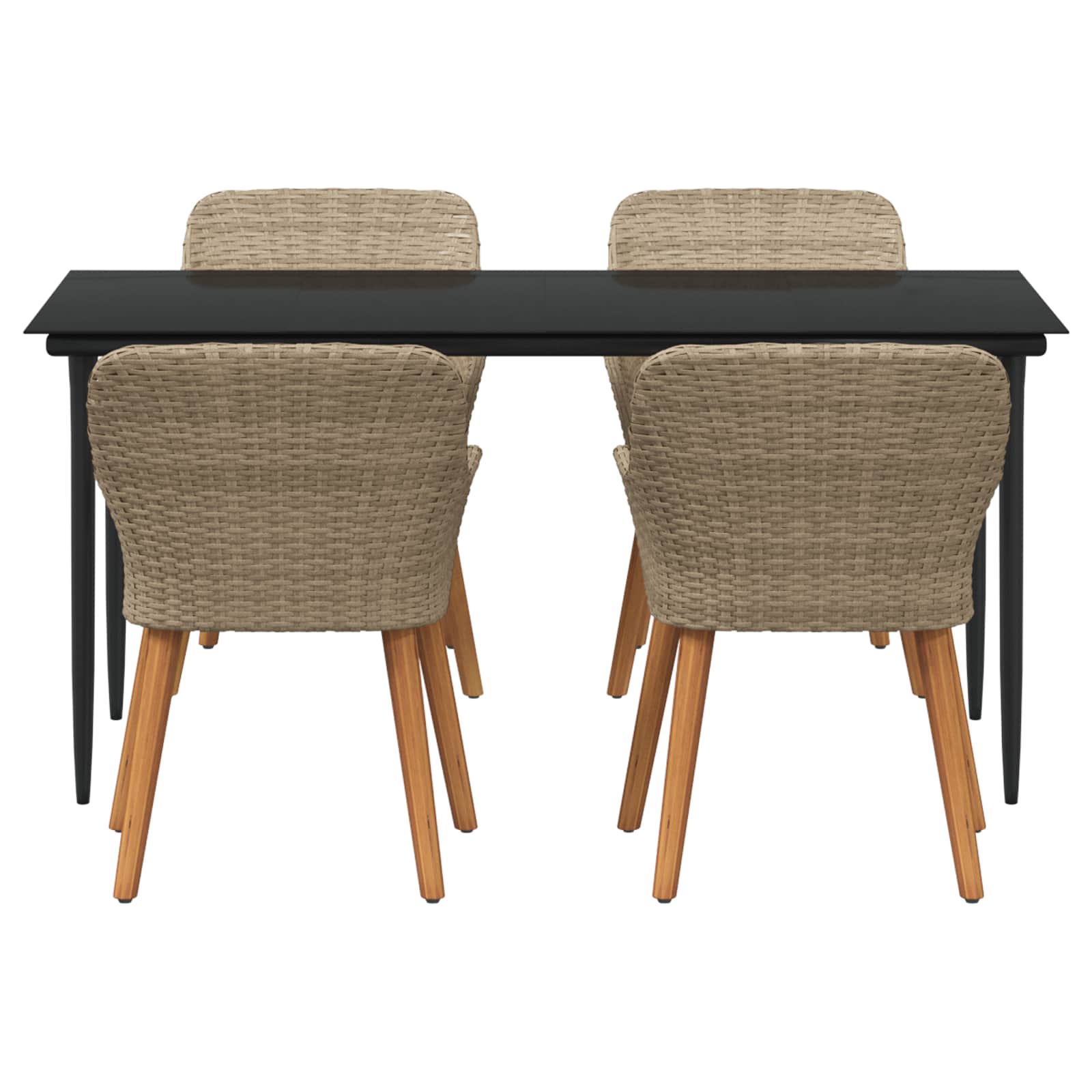 Garten Essgruppe mit Kissen 5 pcs Beige Poly-Rattan