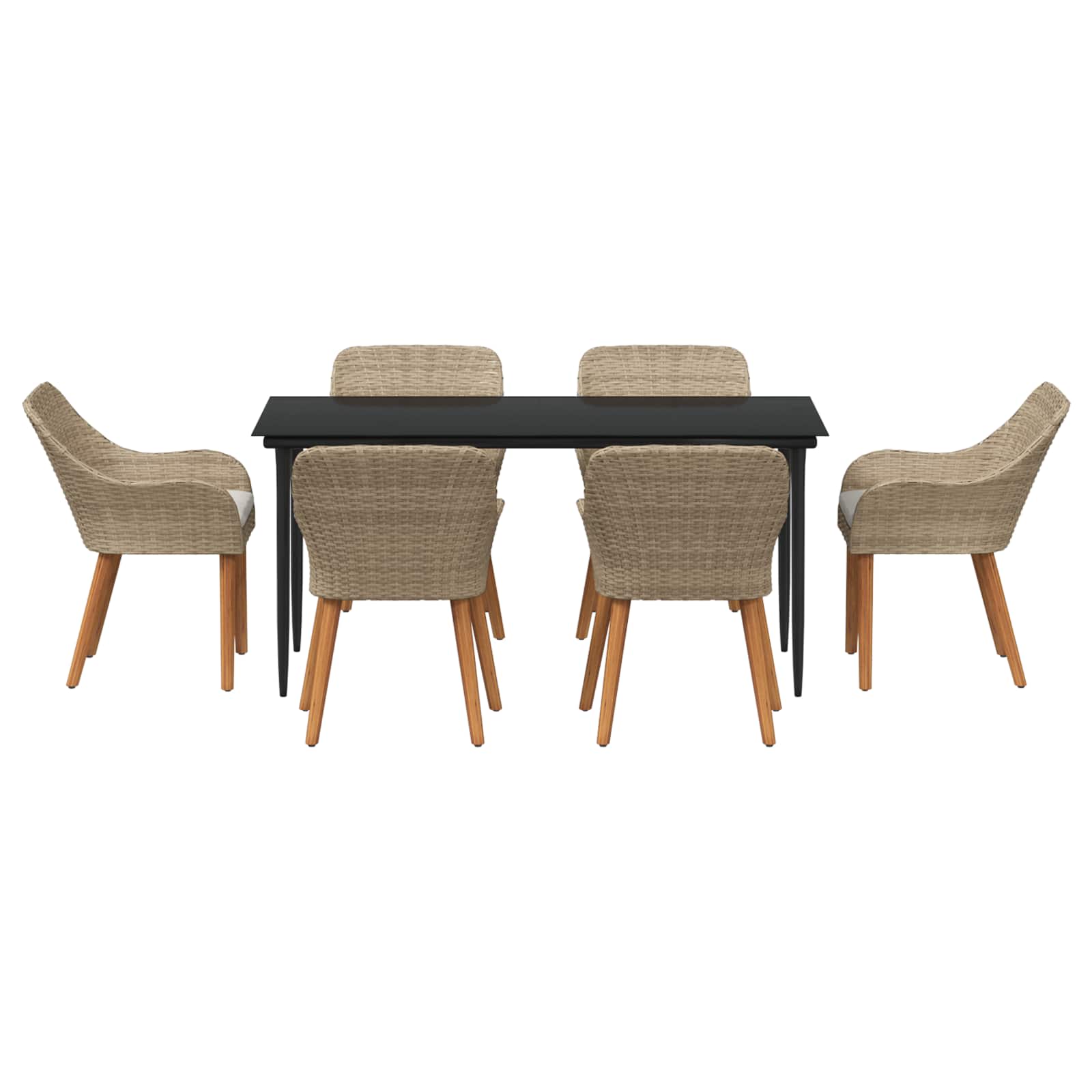 Garten Essgruppe mit Kissen 7 pcs Beige Poly-Rattan