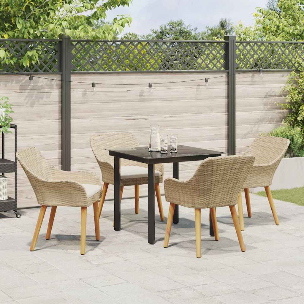 Garten Essgruppe 5 Stk. Beige Poly-Rattan