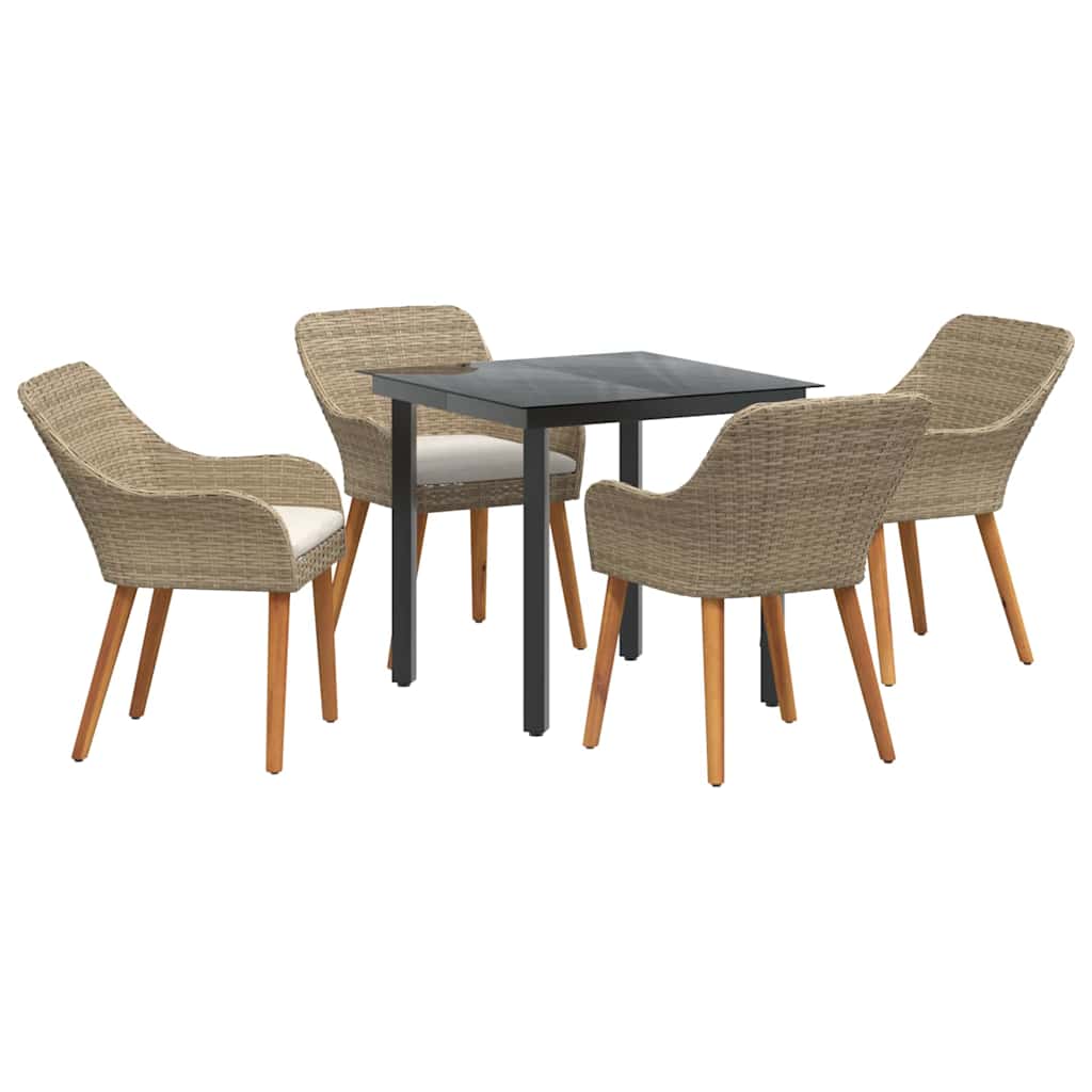 Garten Essgruppe 5 Stk. Beige Poly-Rattan