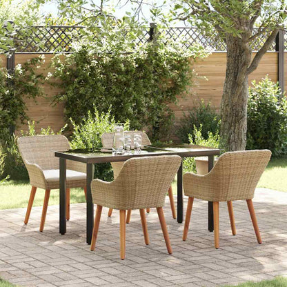 Garten Essgruppe 5 stk. Beige Poly-Rattan