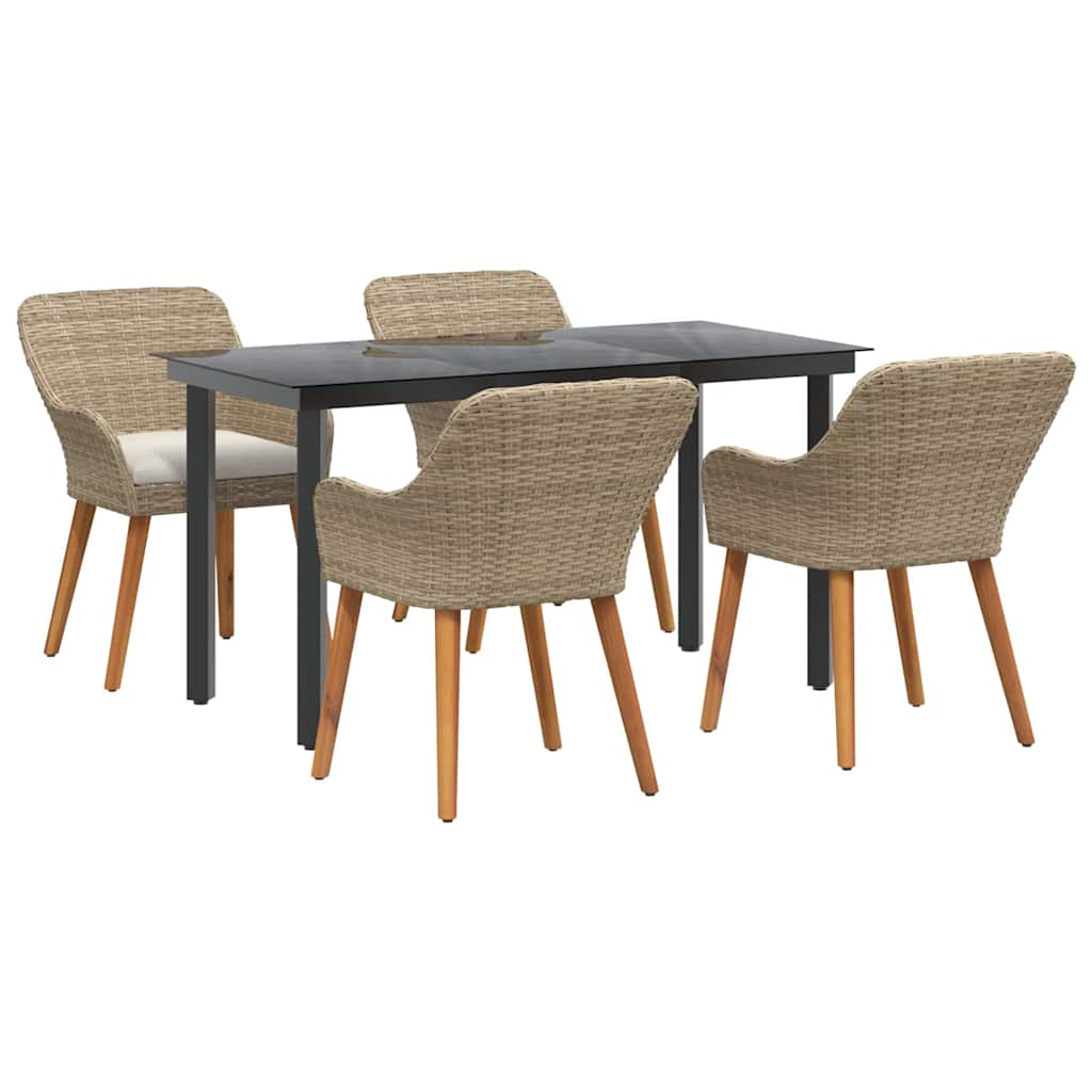 Garten Essgruppe mit Kissen 5 pcs Beige Poly-Rattan