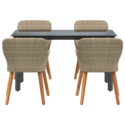 Garten Essgruppe 5 stk. Beige Poly-Rattan