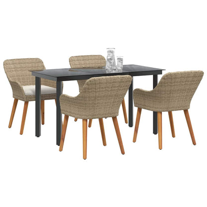 Garten Essgruppe 5 stk. Beige Poly-Rattan