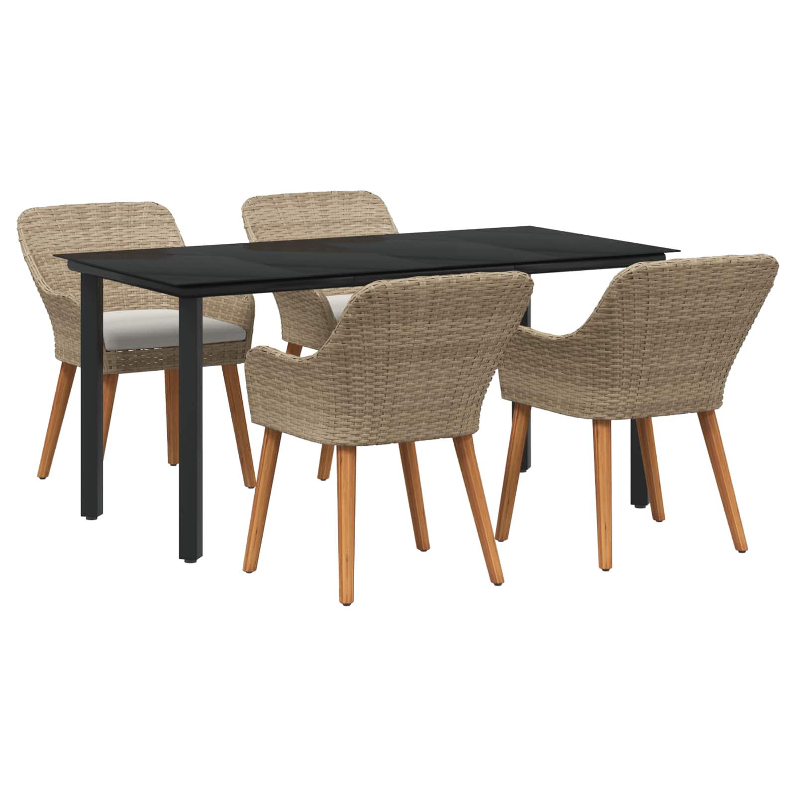 Garten Essgruppe 5 stk. Beige Poly-Rattan