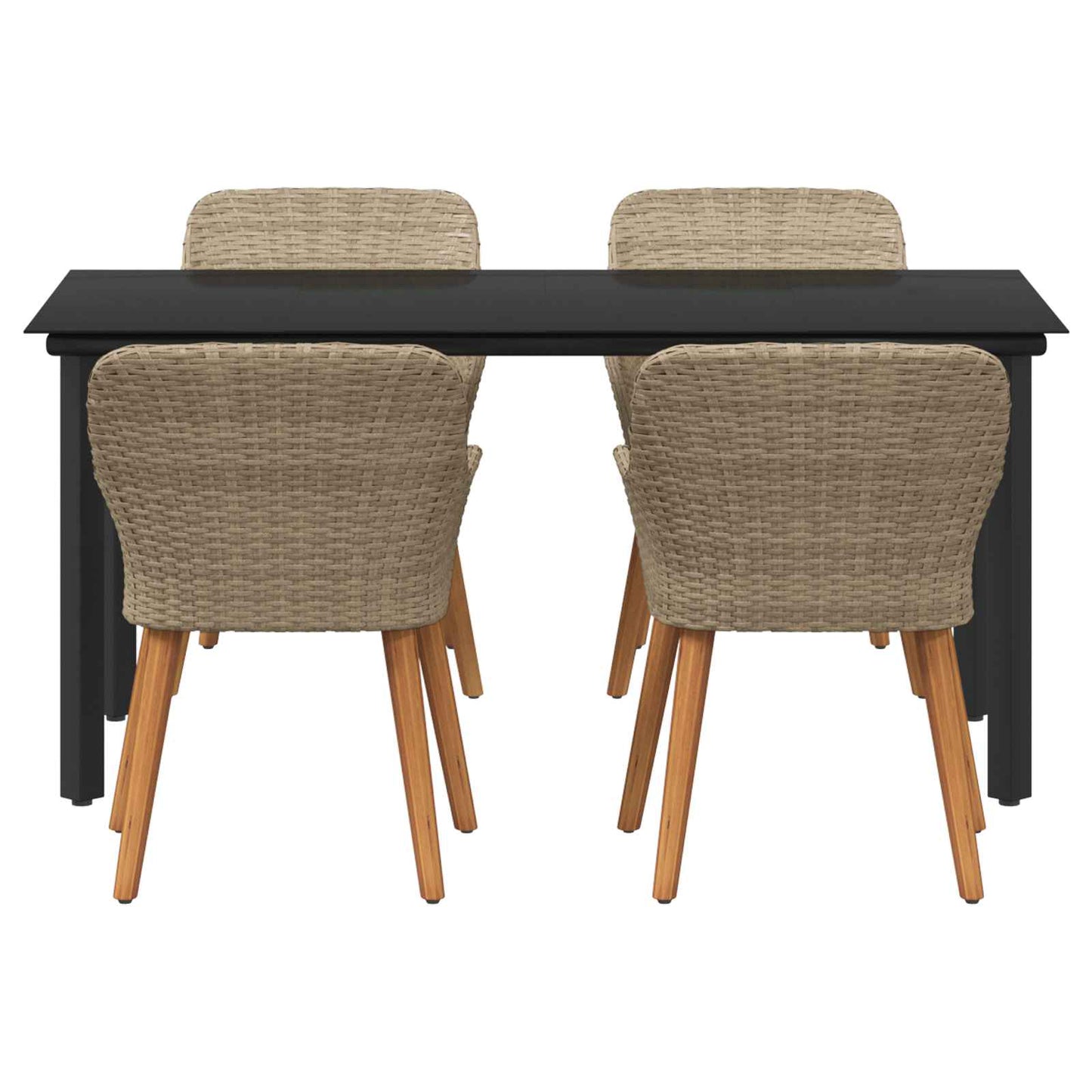 Garten Essgruppe 5 stk. Beige Poly-Rattan