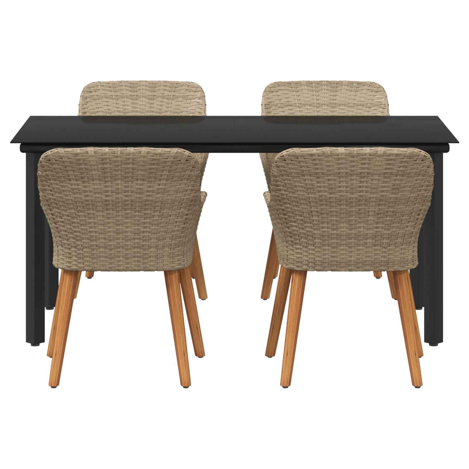 Garten Essgruppe 5 stk. Beige Poly-Rattan