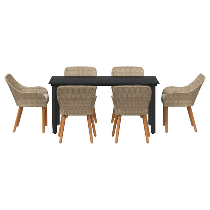 Garten Essgruppe 7 stk. Beige Poly-Rattan