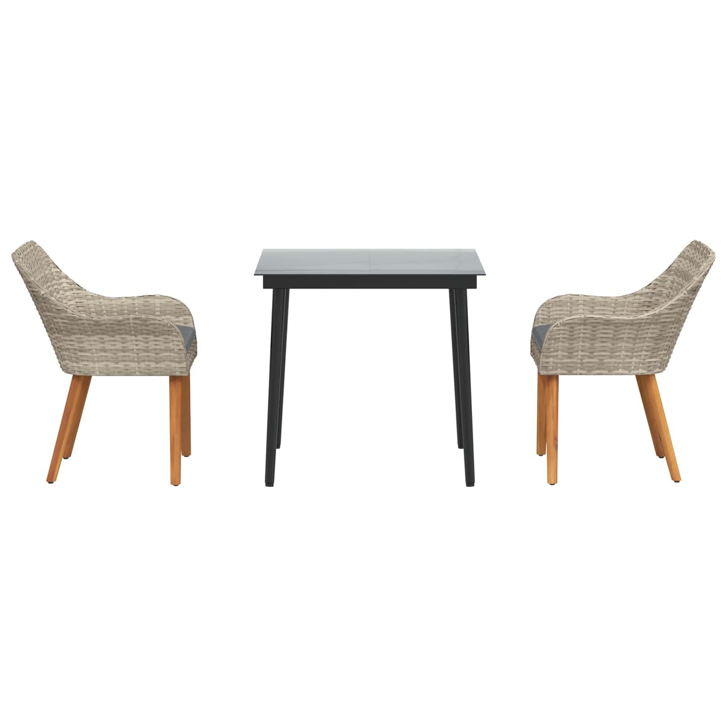 Garten Essgruppe 3 stk. Hellgrau Poly-Rattan