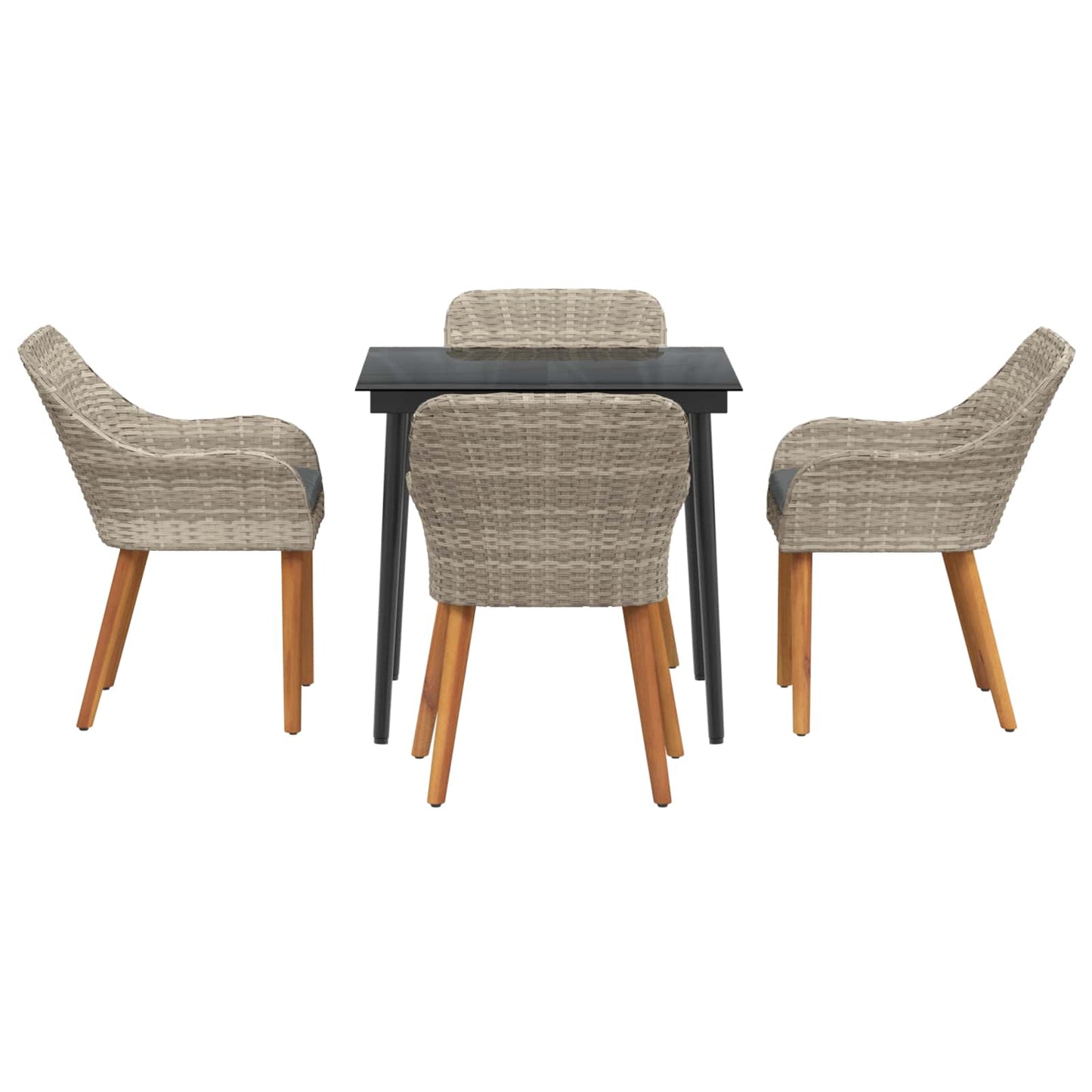 Garten Essgruppe 5 stk. Hellgrau Poly-Rattan