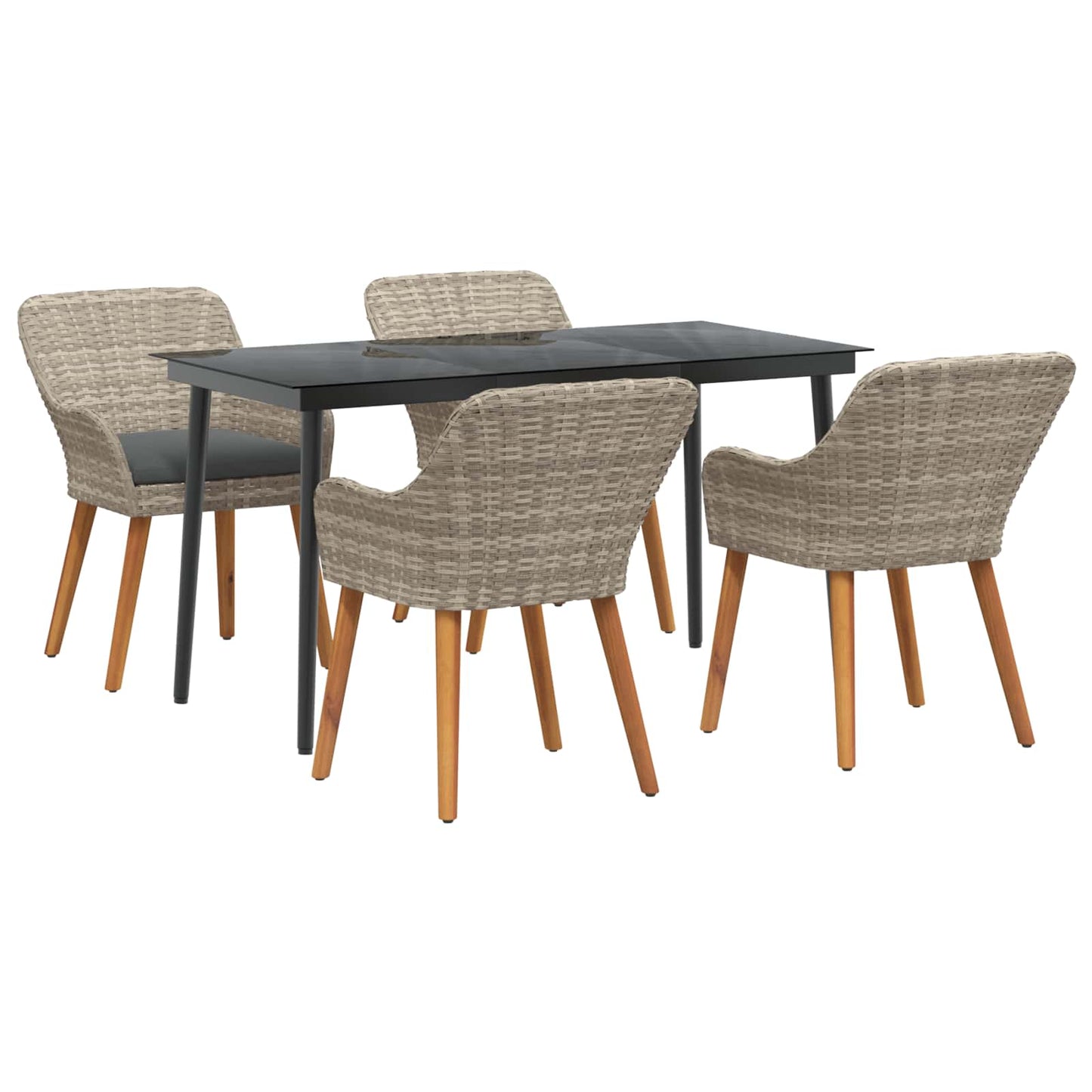 Garten Essgruppe mit Kissen 5 pcs Hellgrau Poly-Rattan