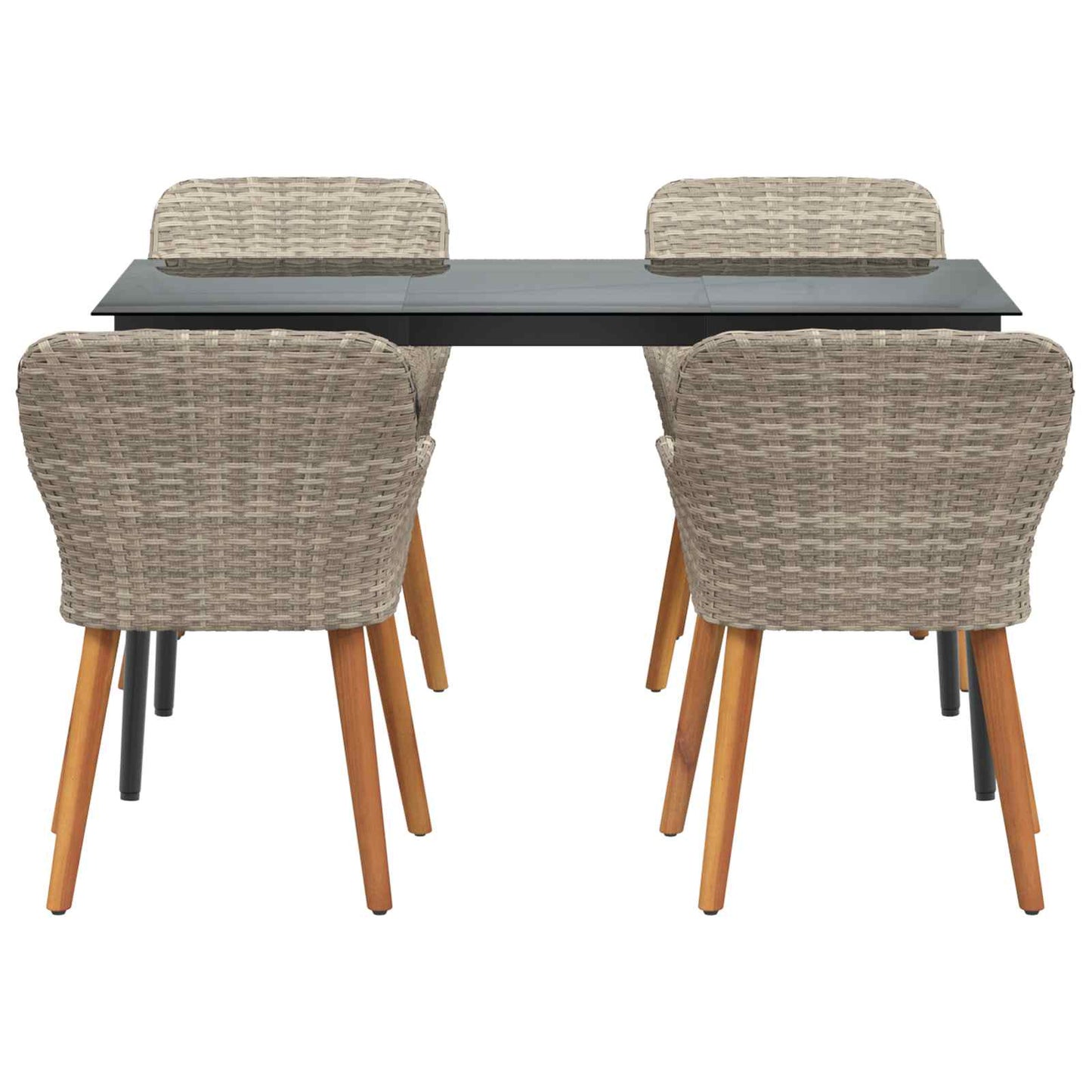 Garten Essgruppe mit Kissen 5 pcs Hellgrau Poly-Rattan