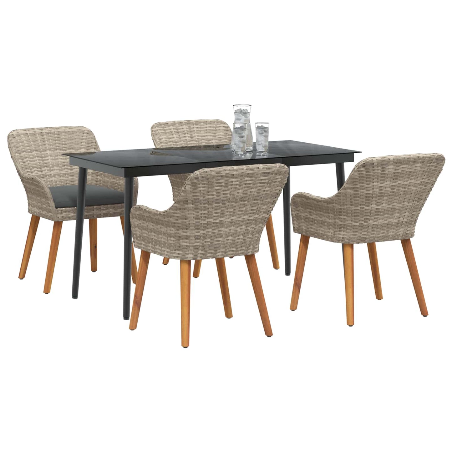 Garten Essgruppe mit Kissen 5 pcs Hellgrau Poly-Rattan