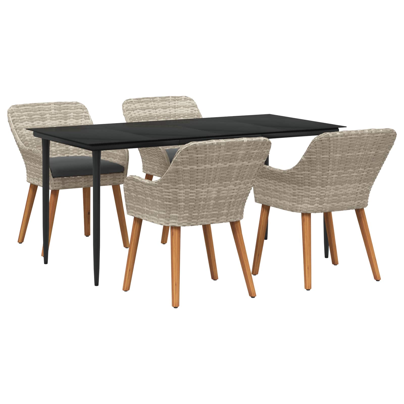 Garten Essgruppe mit Kissen 5 pcs Hellgrau Poly-Rattan