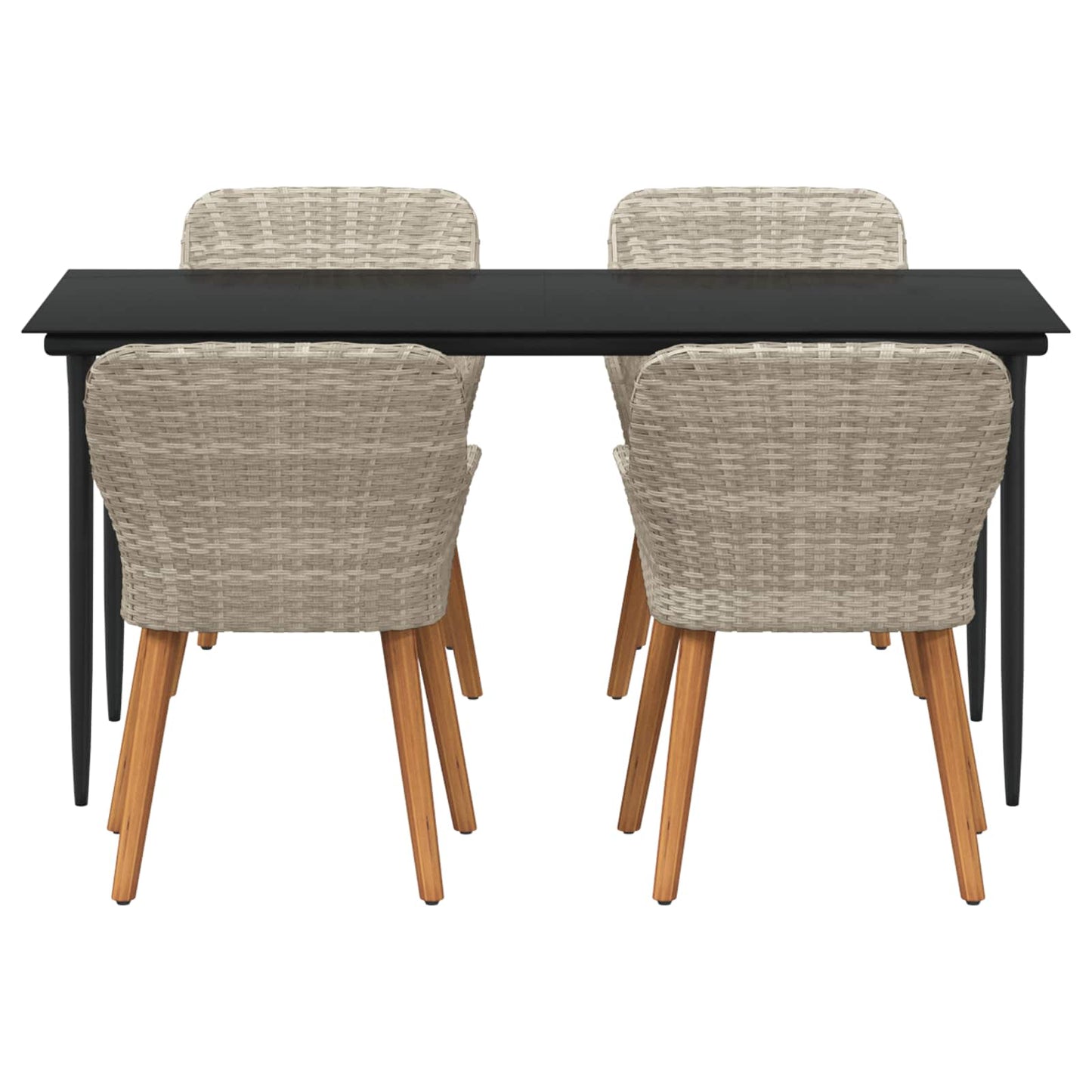 Garten Essgruppe mit Kissen 5 pcs Hellgrau Poly-Rattan