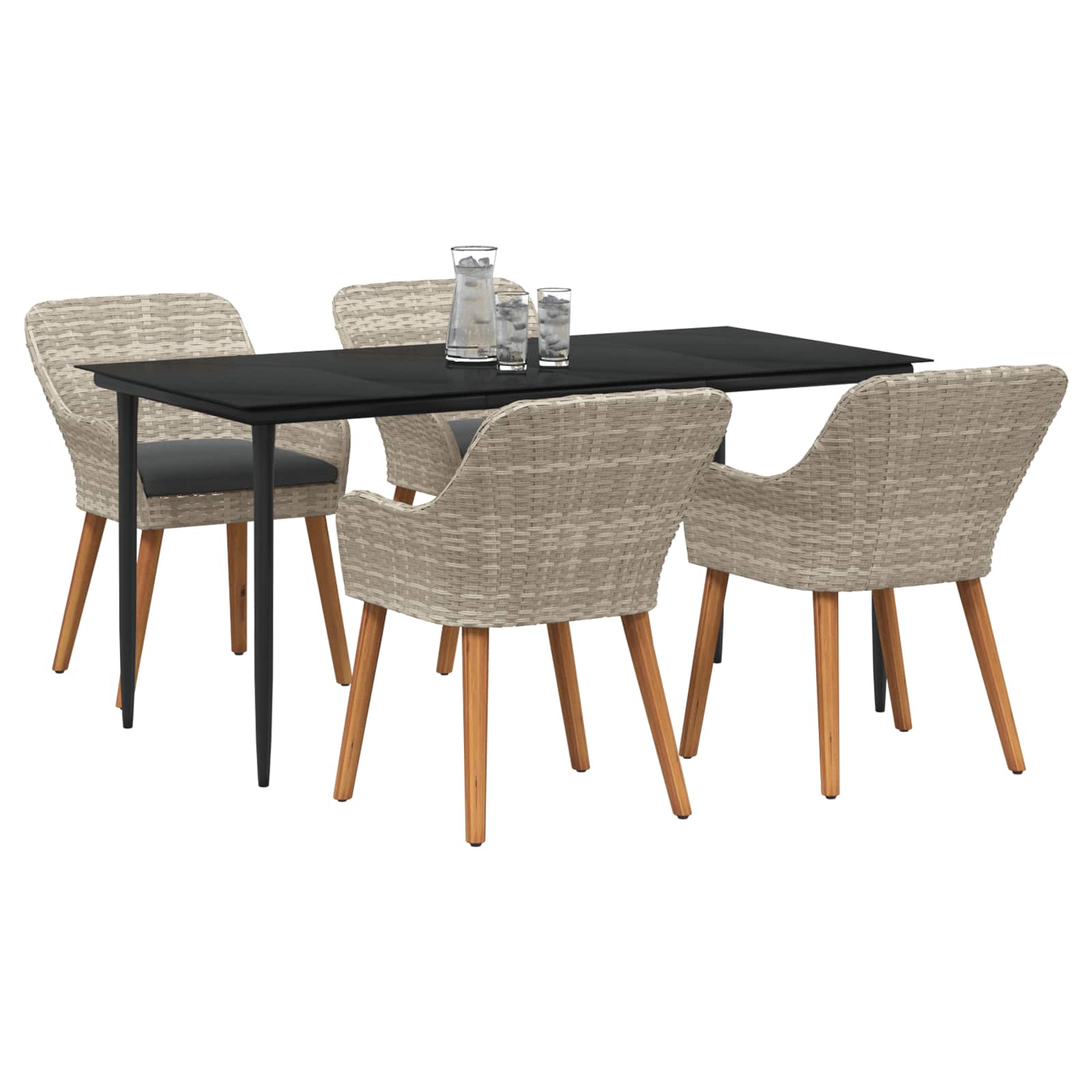 Garten Essgruppe mit Kissen 5 pcs Hellgrau Poly-Rattan