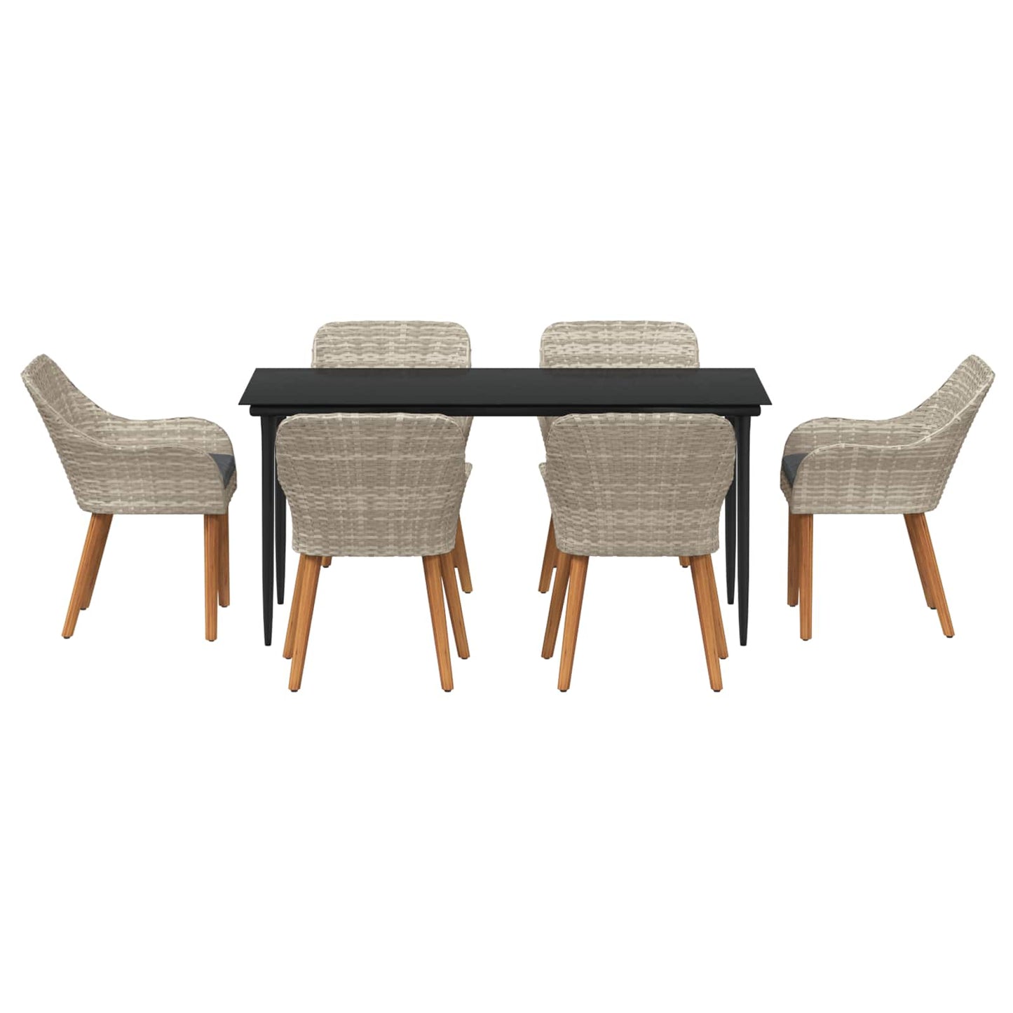 Garten Essgruppe mit Kissen 7 pcs Hellgrau Poly-Rattan