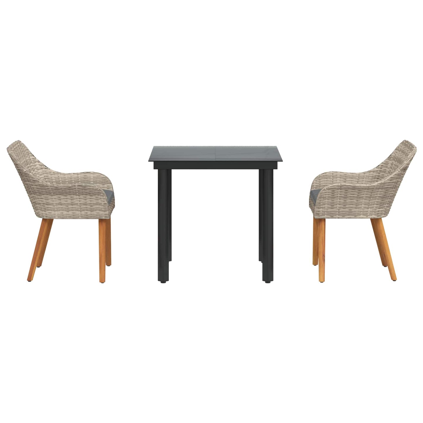 Garten Essgruppe mit Kissen 3 pcs Hellgrau Poly-Rattan