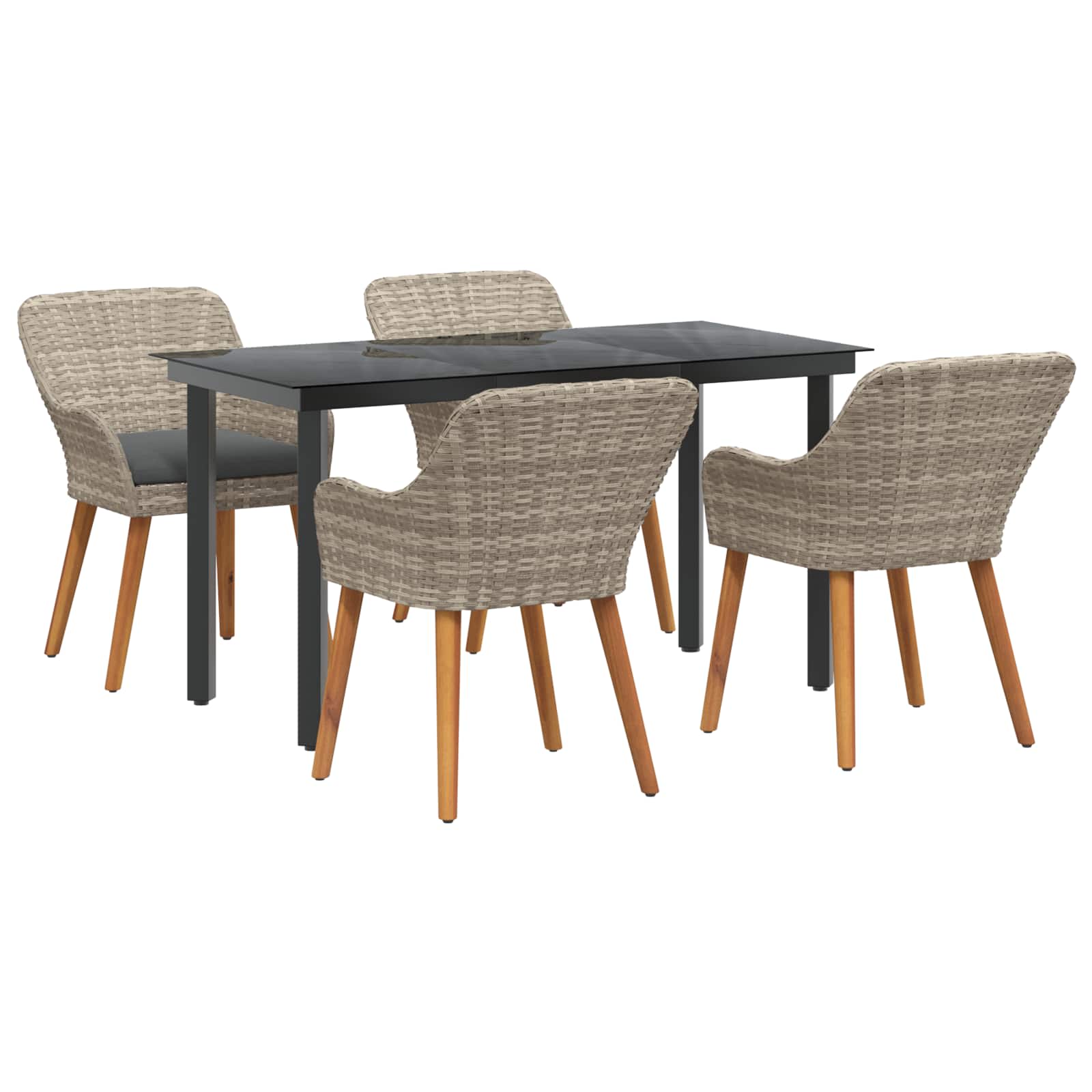 Garten Essgruppe 5 stk. Hellgrau Poly-Rattan