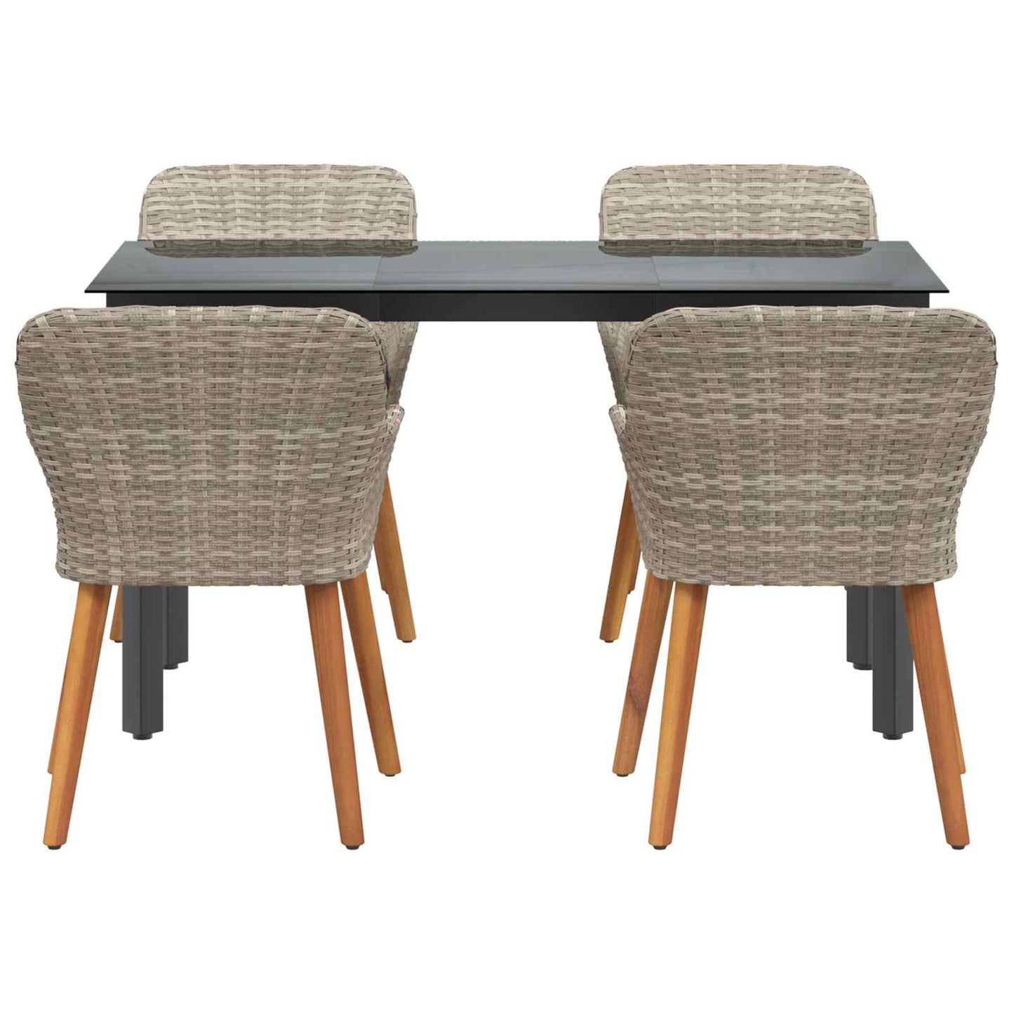 Garten Essgruppe 5 stk. Hellgrau Poly-Rattan