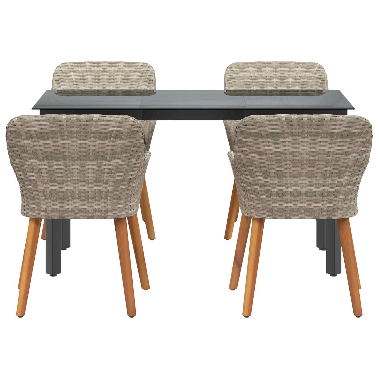 Garten Essgruppe 5 stk. Hellgrau Poly-Rattan