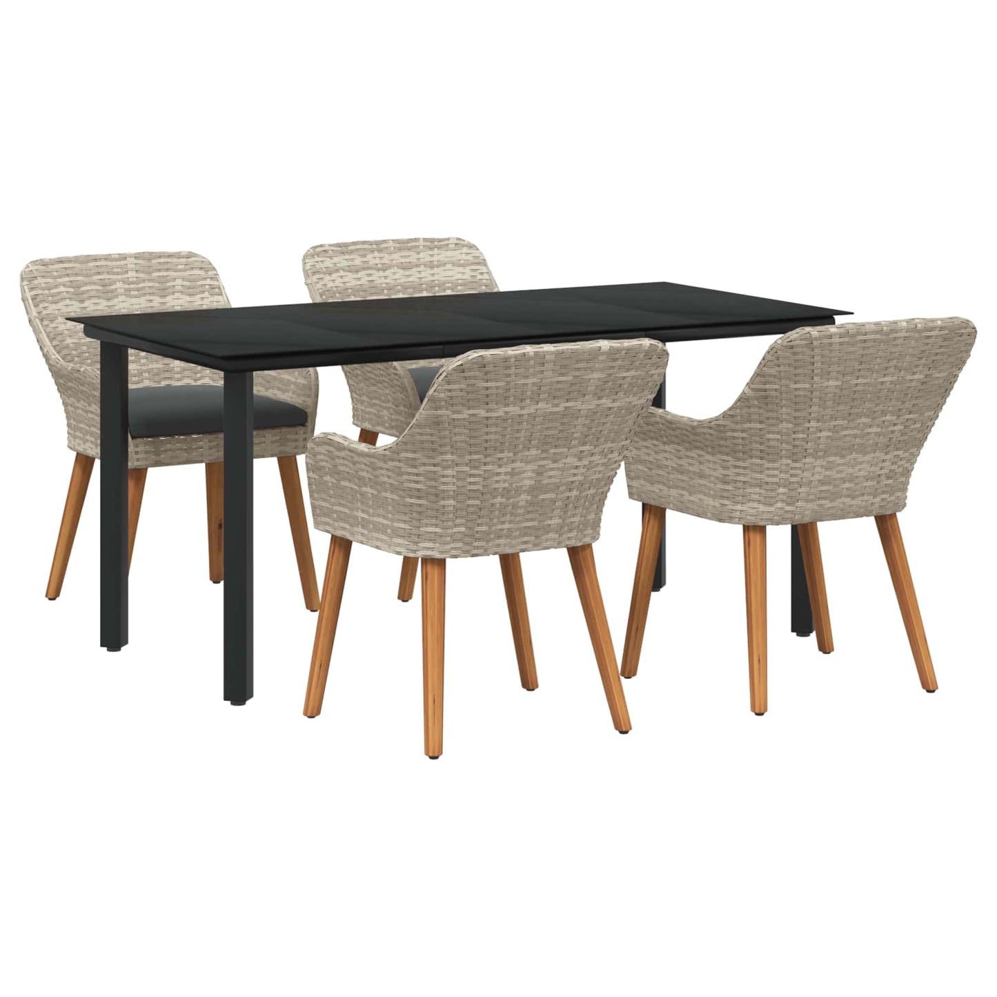 Garten Essgruppe 5 stk. Hellgrau Poly-Rattan