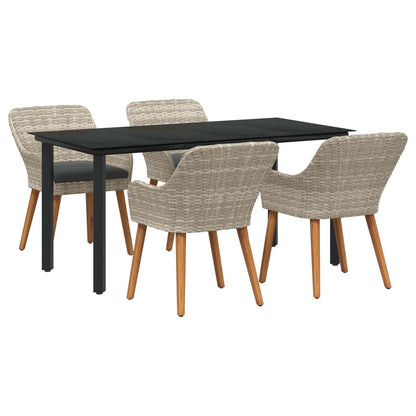 Garten Essgruppe 5 stk. Hellgrau Poly-Rattan