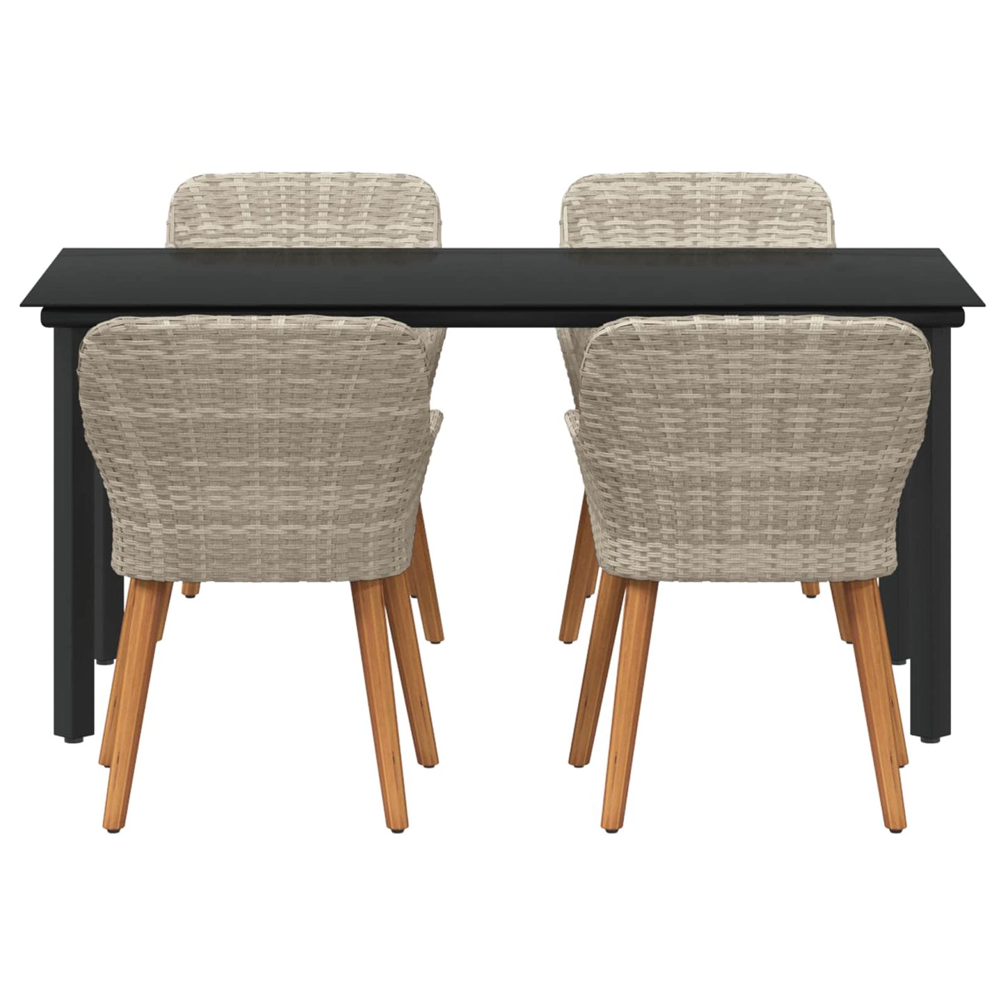 Garten Essgruppe 5 stk. Hellgrau Poly-Rattan