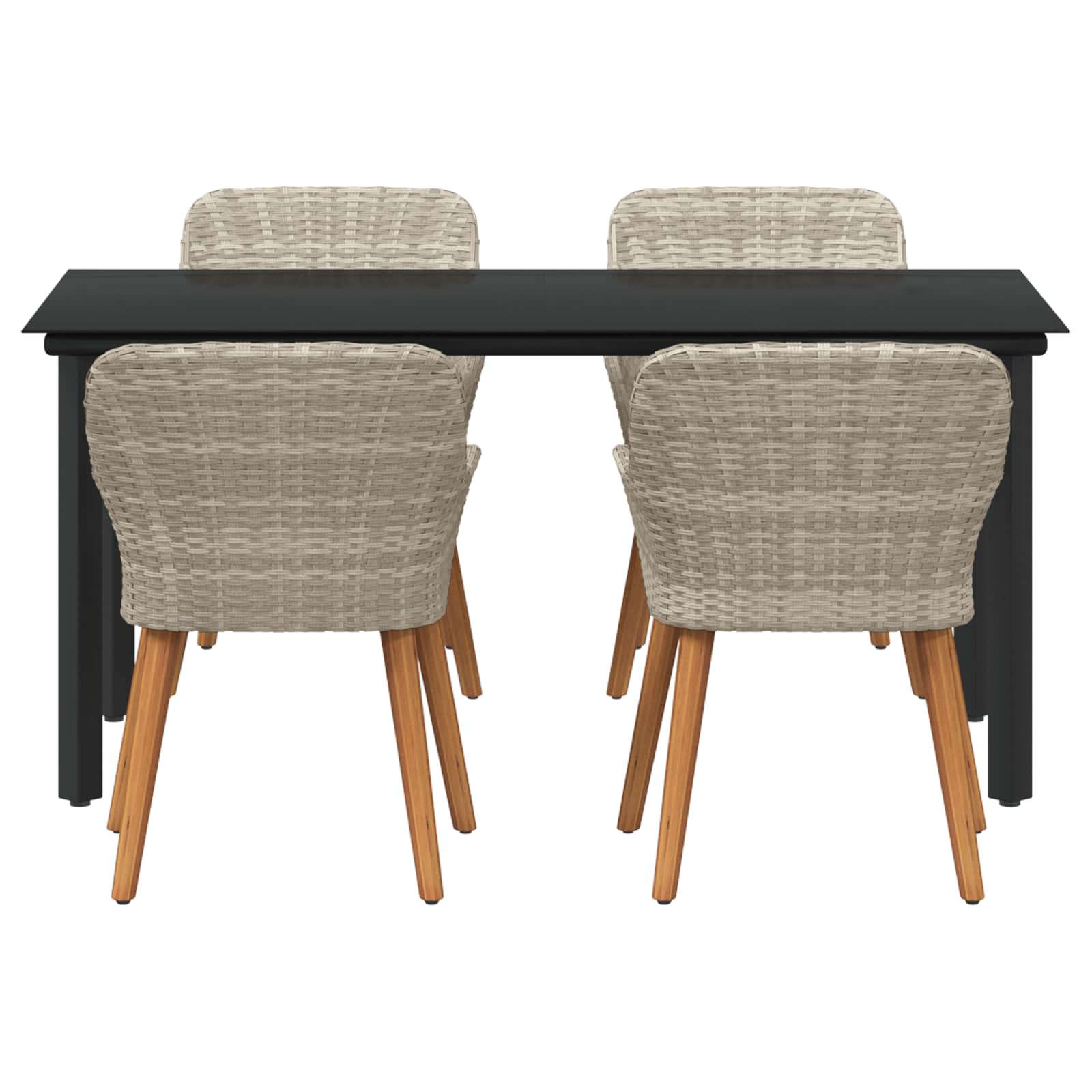 Garten Essgruppe 5 stk. Hellgrau Poly-Rattan