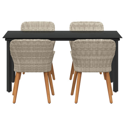 Garten Essgruppe 5 stk. Hellgrau Poly-Rattan