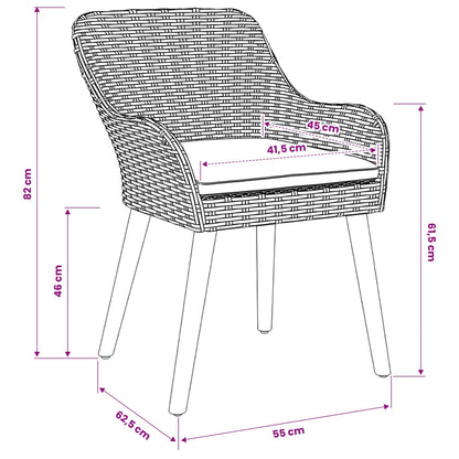 Garten Essgruppe 7 stk. Hellgrau Poly-Rattan