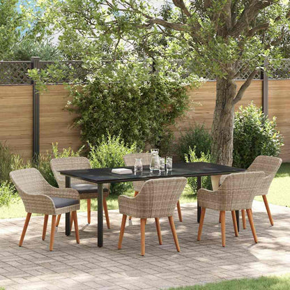 Garten Essgruppe 7 stk. Hellgrau Poly-Rattan