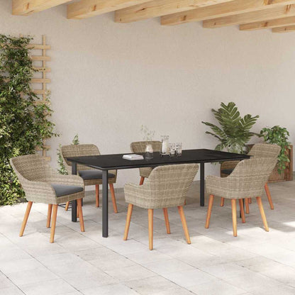 Garten Essgruppe 7 stk. Hellgrau Poly-Rattan