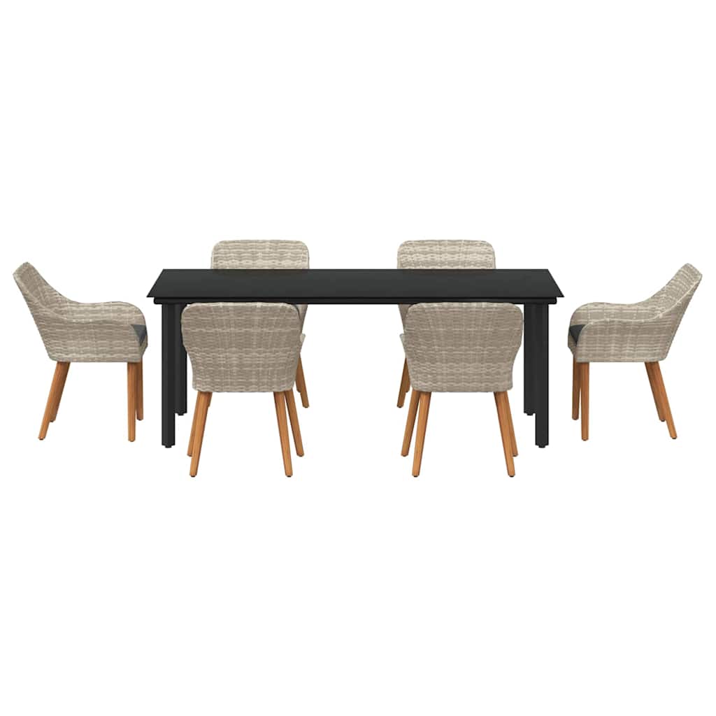 Garten Essgruppe mit Kissen 7 pcs Hellgrau Poly-Rattan