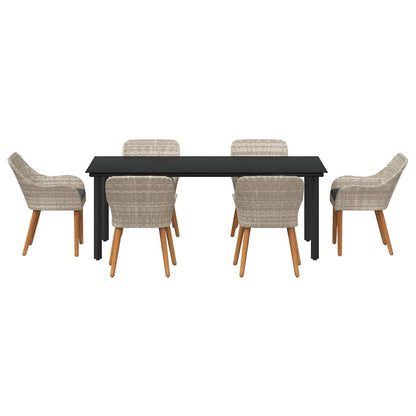 Garten Essgruppe 7 stk. Hellgrau Poly-Rattan