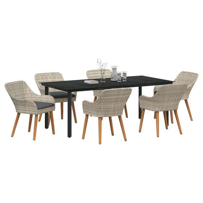 Garten Essgruppe 7 stk. Hellgrau Poly-Rattan