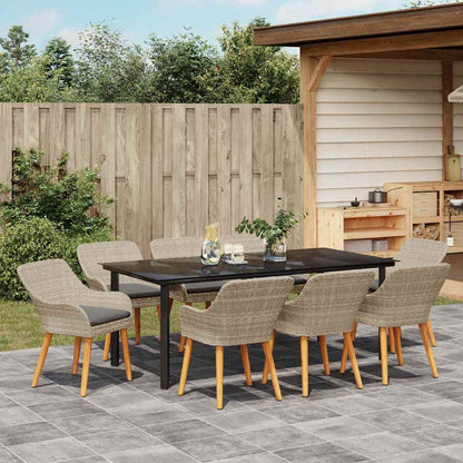 Garten Essgruppe 9 stk. Hellgrau Poly-Rattan