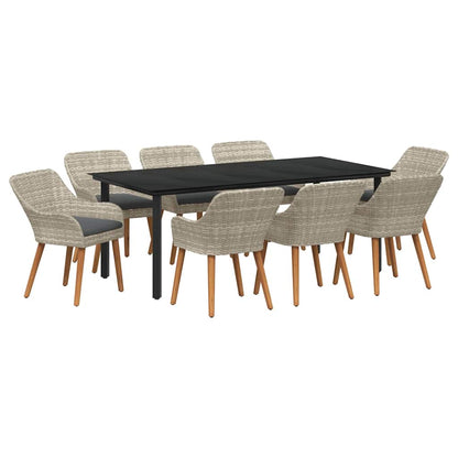Garten Essgruppe 9 stk. Hellgrau Poly-Rattan