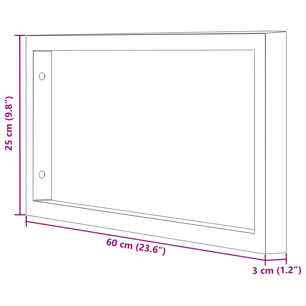 Supports de lavabo 2 pièces en acier rectangulaire noir.