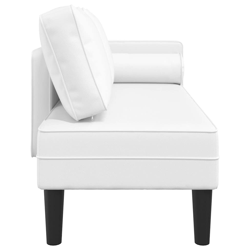 Chaiselongue mit Kissen Weiß Kunstleder