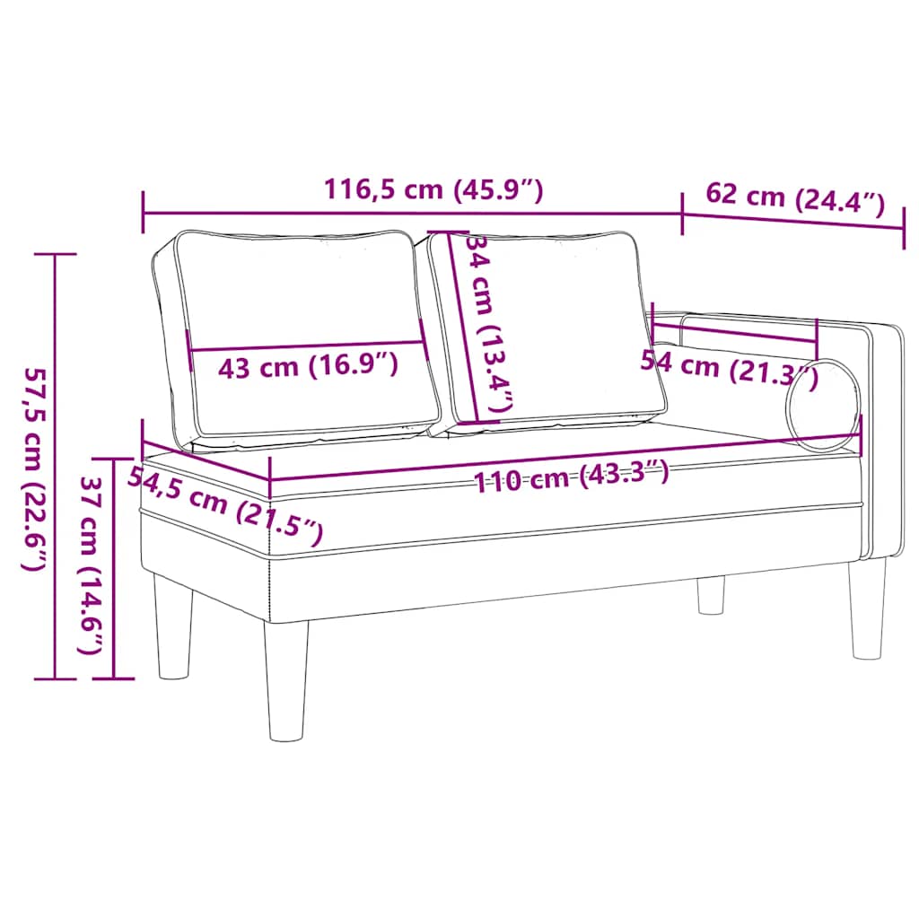 Chaiselongue mit Kissen Braun Kunstleder