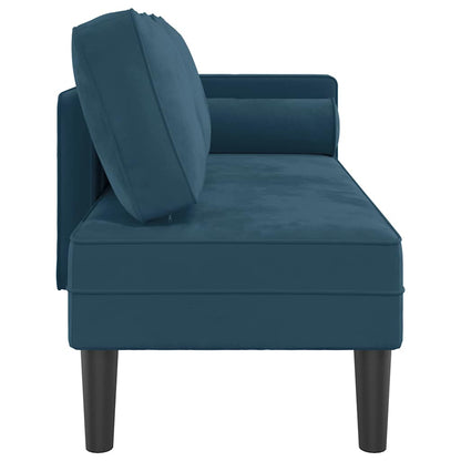 Chaiselongue mit Kissen Blau Samt