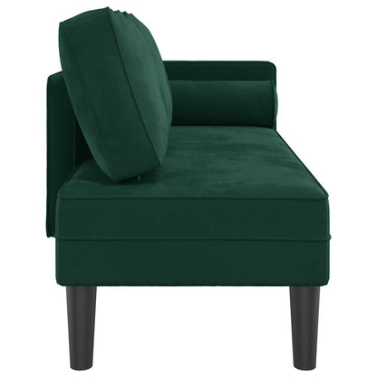Chaiselongue mit Kissen Dunkelgrün Samt