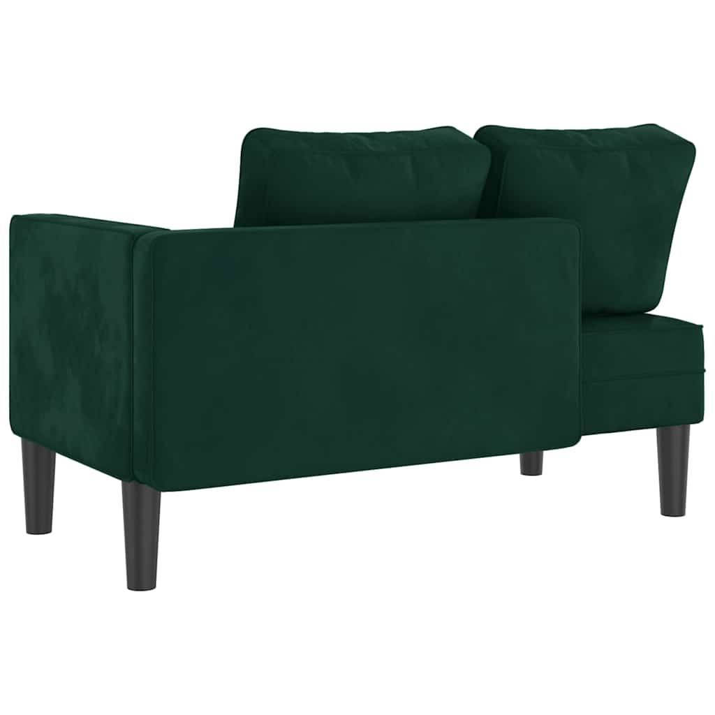 Chaiselongue mit Kissen Dunkelgrün Samt