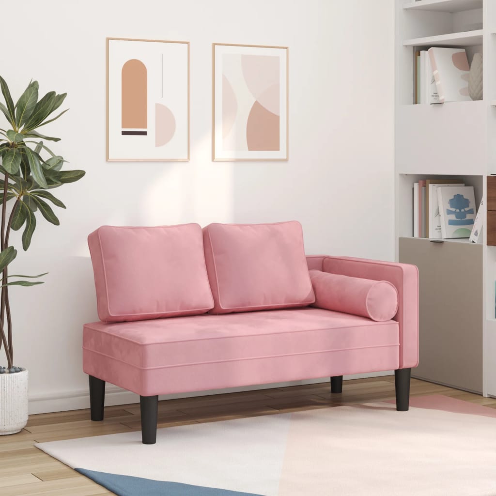 Chaiselongue mit Kissen Rosa Samt
