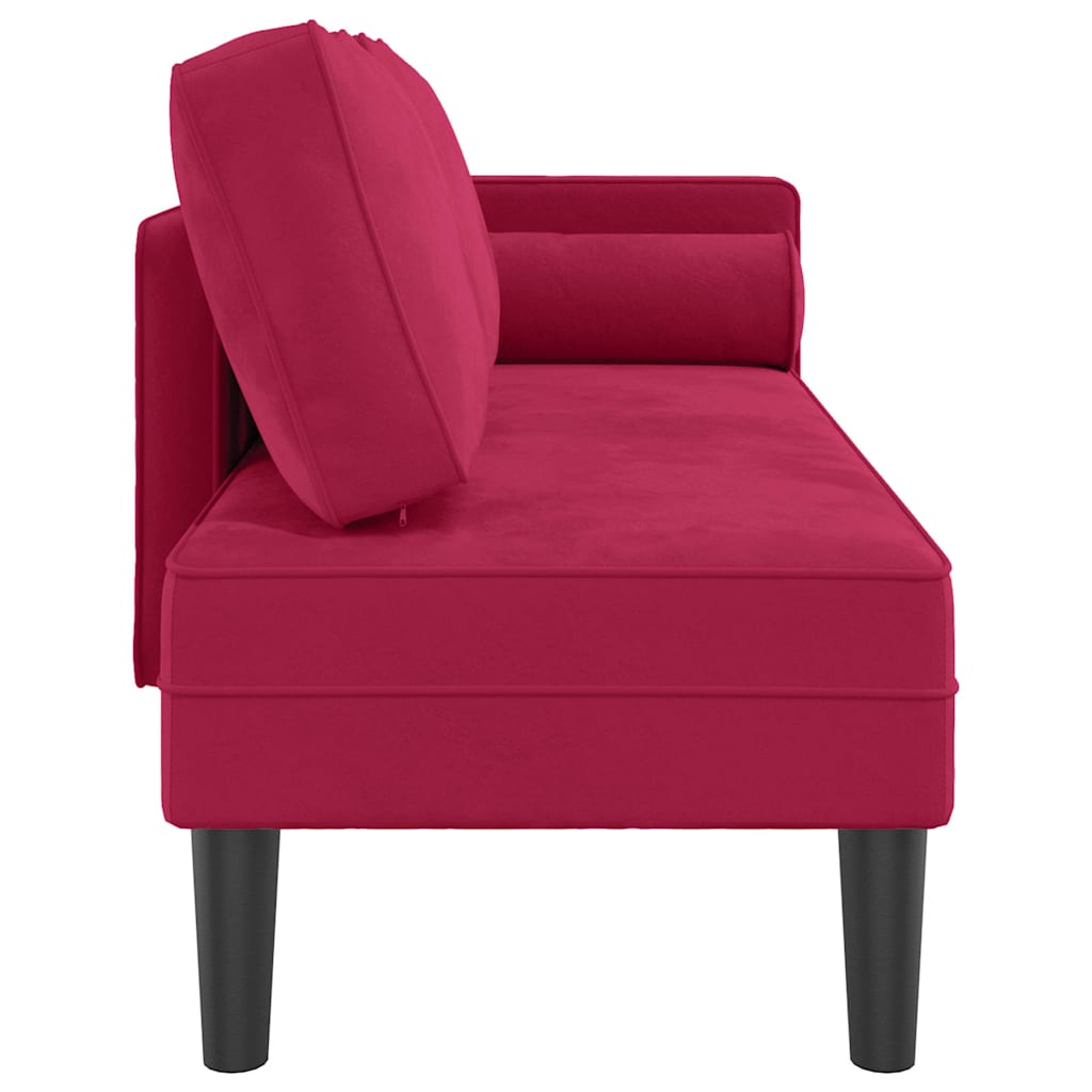 Chaiselongue mit Kissen Weinrot Samt